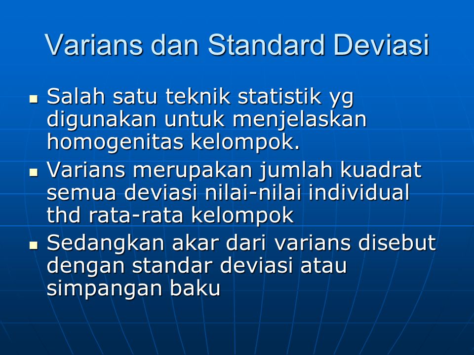 Varians dan Standard Deviasi