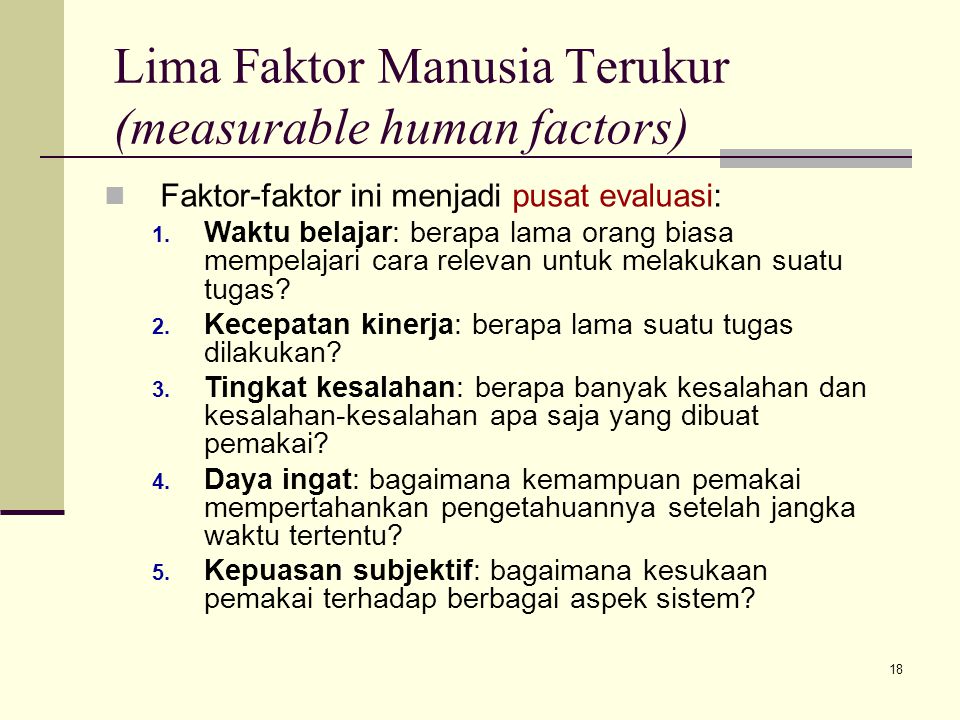 Lima Faktor Manusia Terukur (measurable human factors)