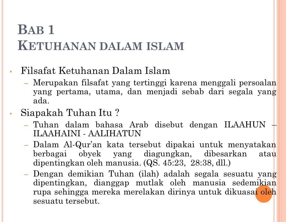 Bab 1 Ketuhanan dalam islam