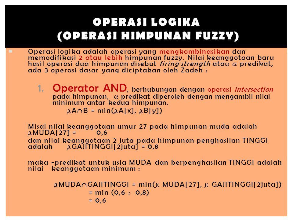 Operasi Logika (Operasi Himpunan Fuzzy)