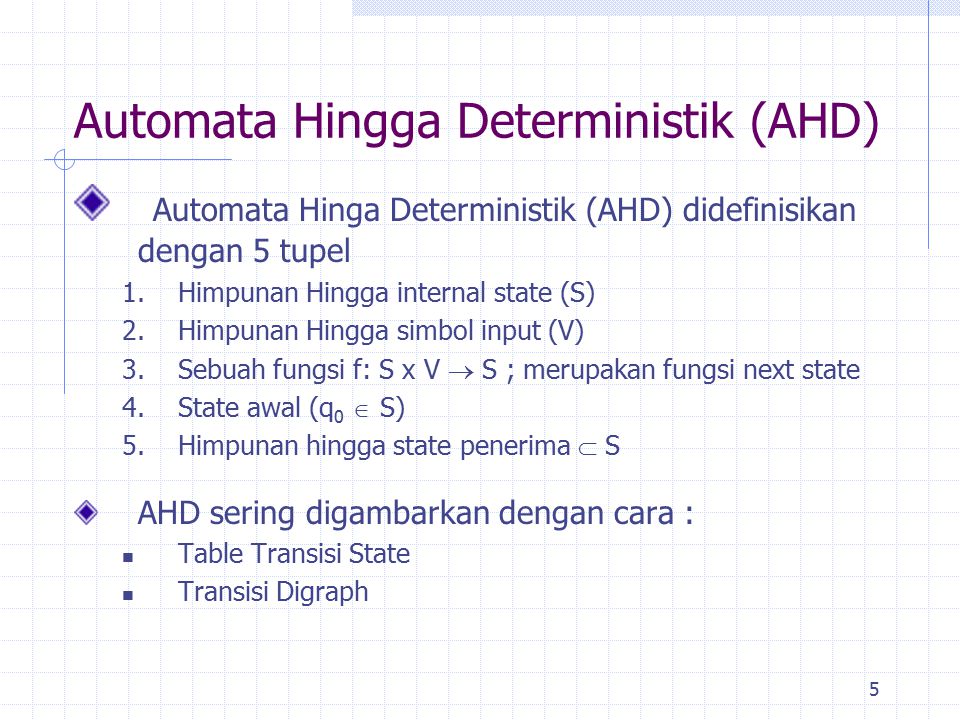 Automata Hingga Deterministik (AHD)