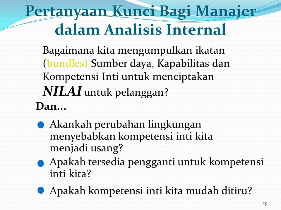 Pertanyaan Kunci Bagi Manajer dalam Analisis Internal