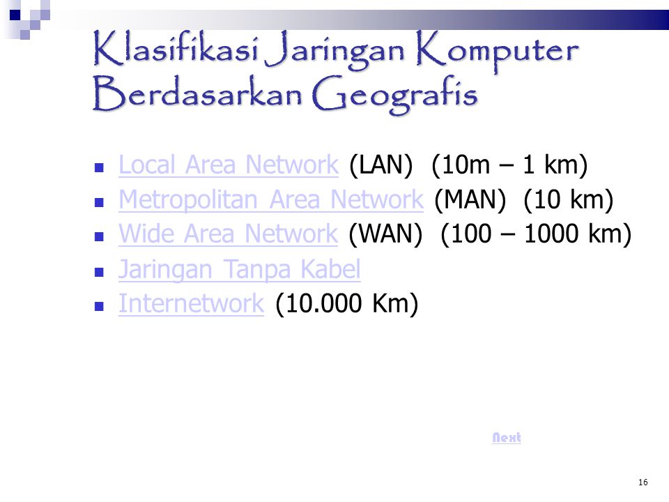 Klasifikasi Jaringan Komputer Berdasarkan Geografis