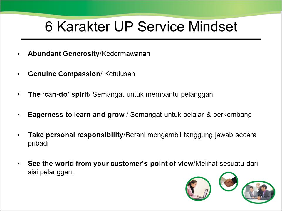 6 Karakter UP Service Mindset