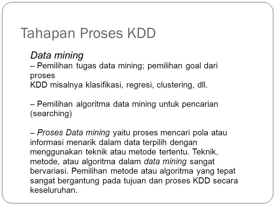Tahapan Proses KDD Data mining