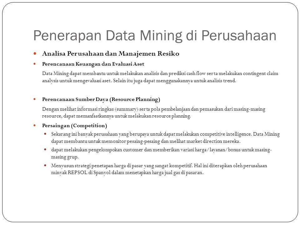 Penerapan Data Mining di Perusahaan