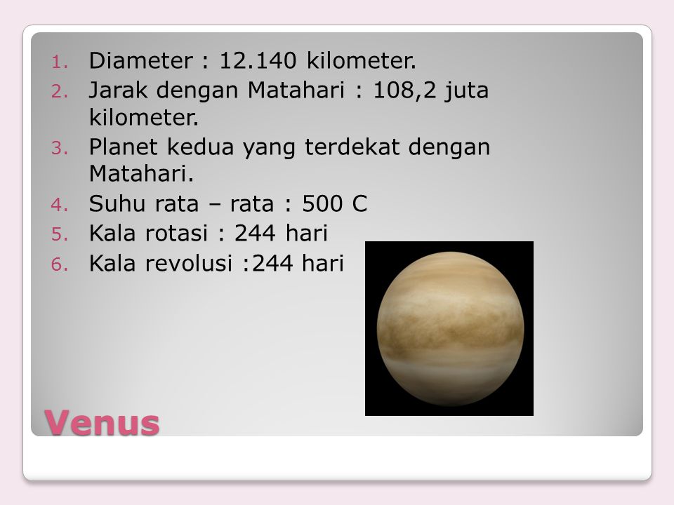 Venus Diameter : kilometer.