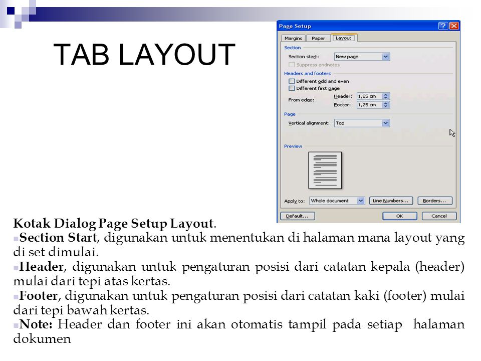 TAB LAYOUT Kotak Dialog Page Setup Layout.