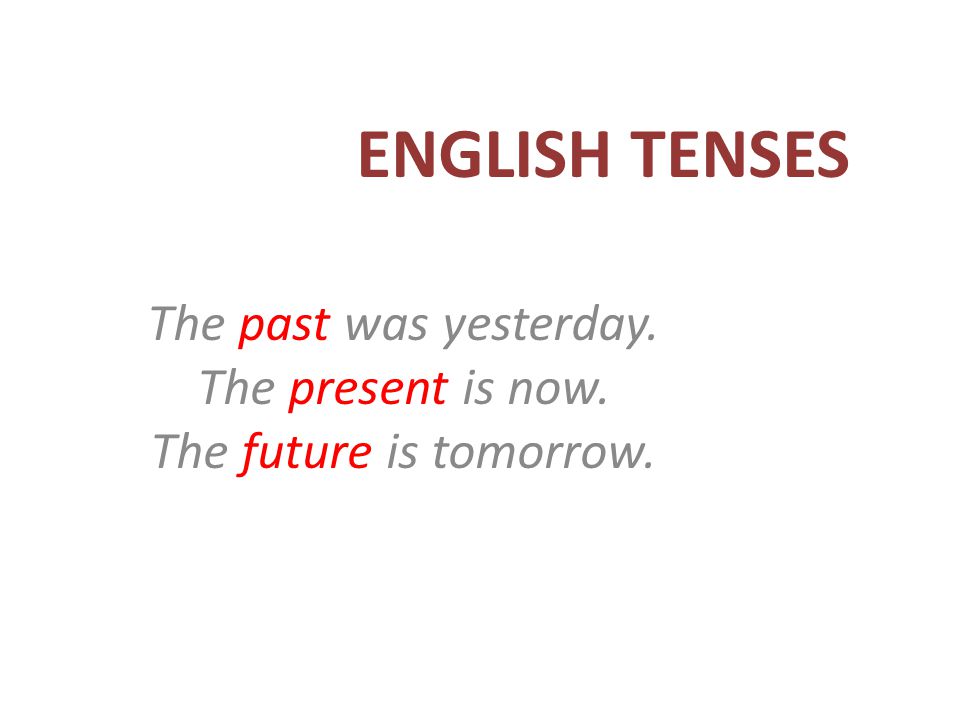 The past was yesterday. The present is now. The future is tomorrow.