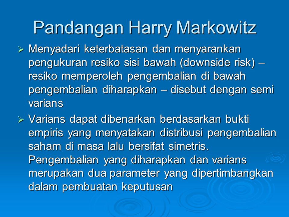 Pandangan Harry Markowitz