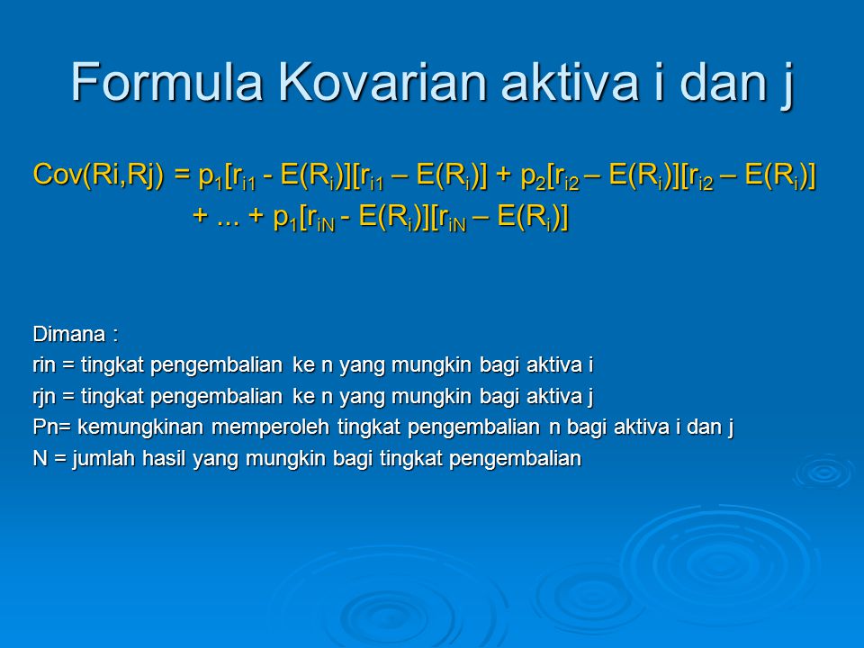 Formula Kovarian aktiva i dan j