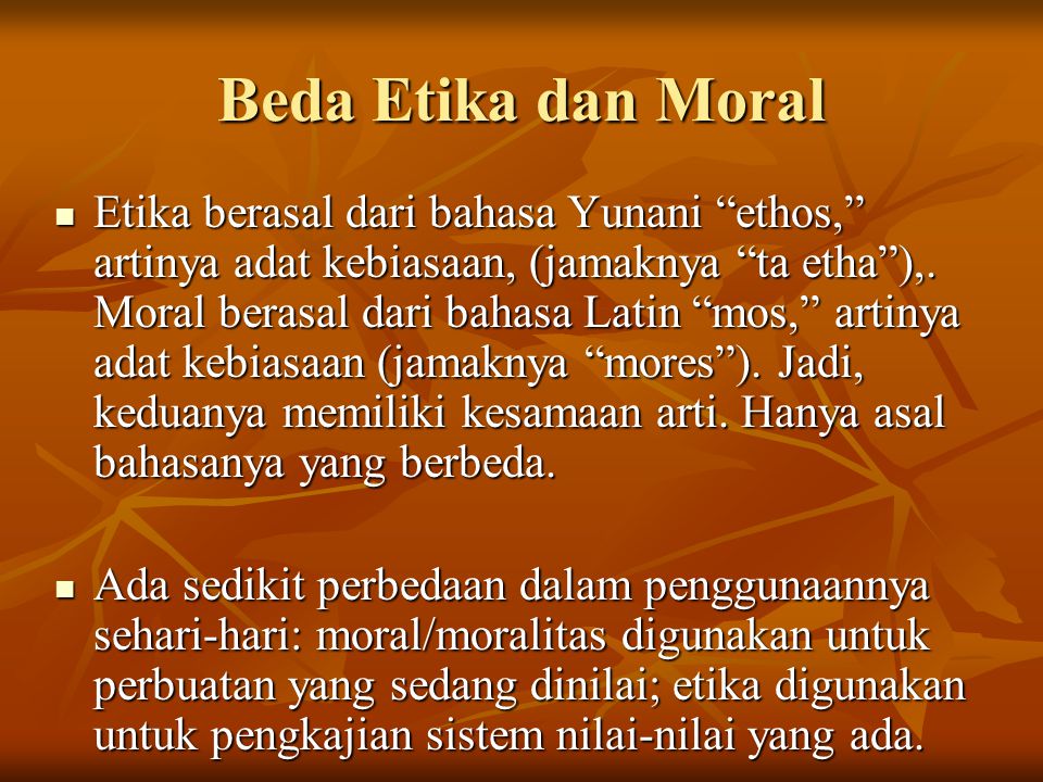 Beda Etika dan Moral