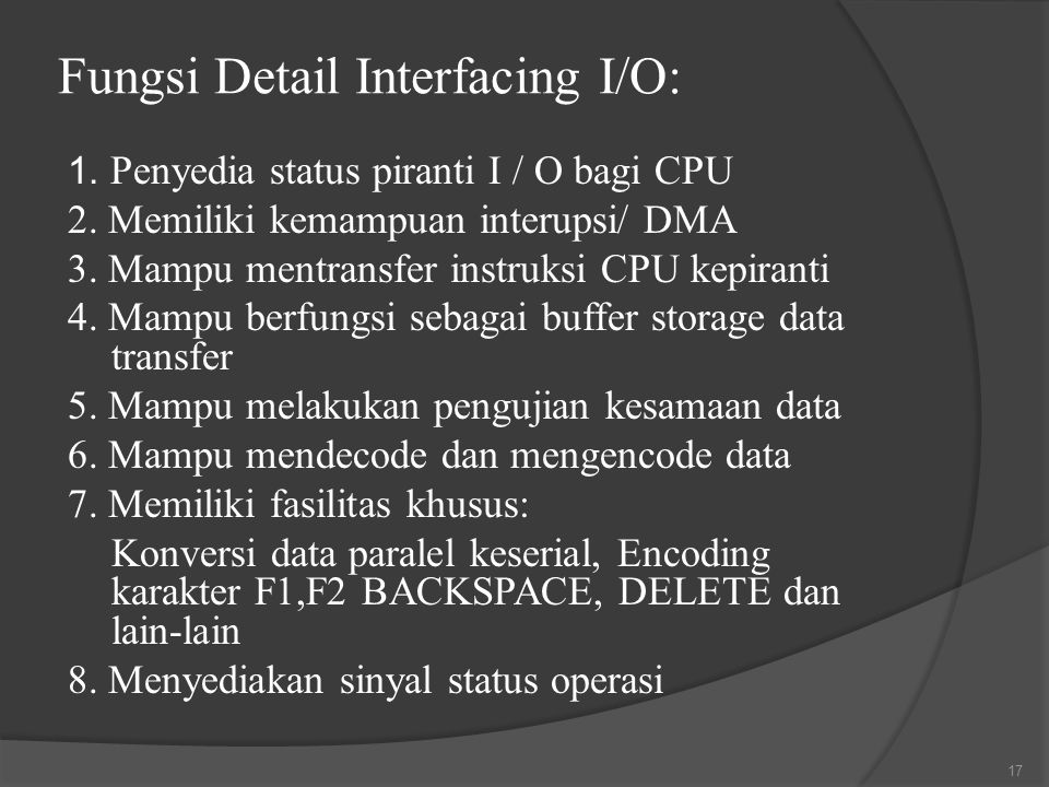 Fungsi Detail Interfacing I/O: