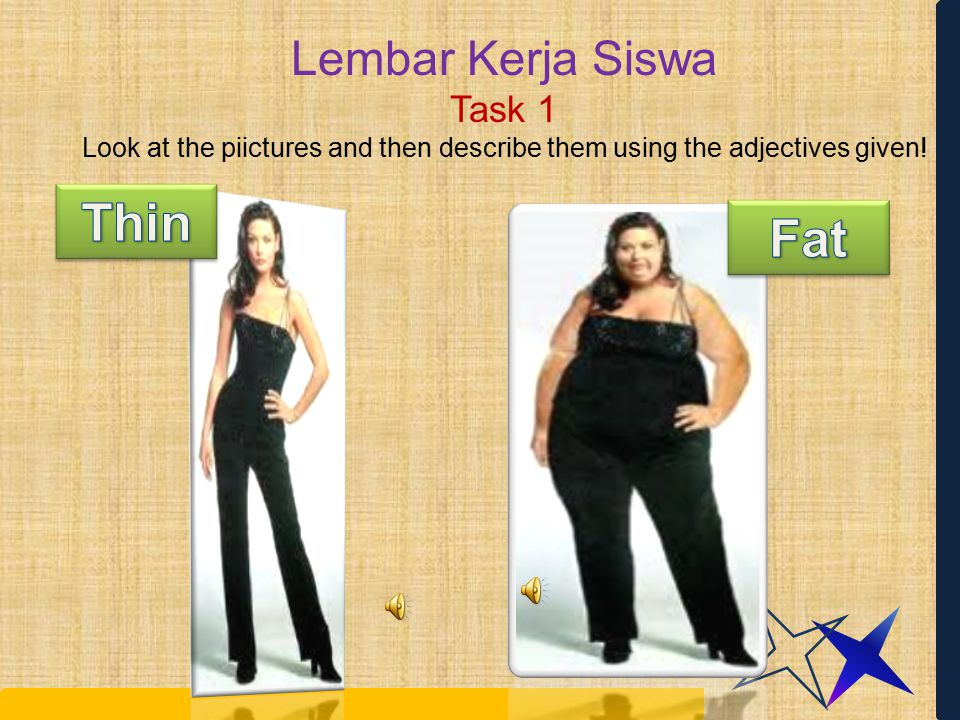 Lembar Kerja Siswa Task 1 Look at the piictures and then describe them using the adjectives given!