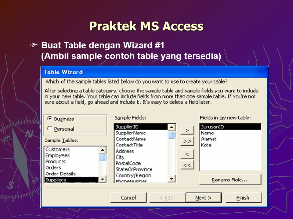 Praktek MS Access Buat Table dengan Wizard #1
