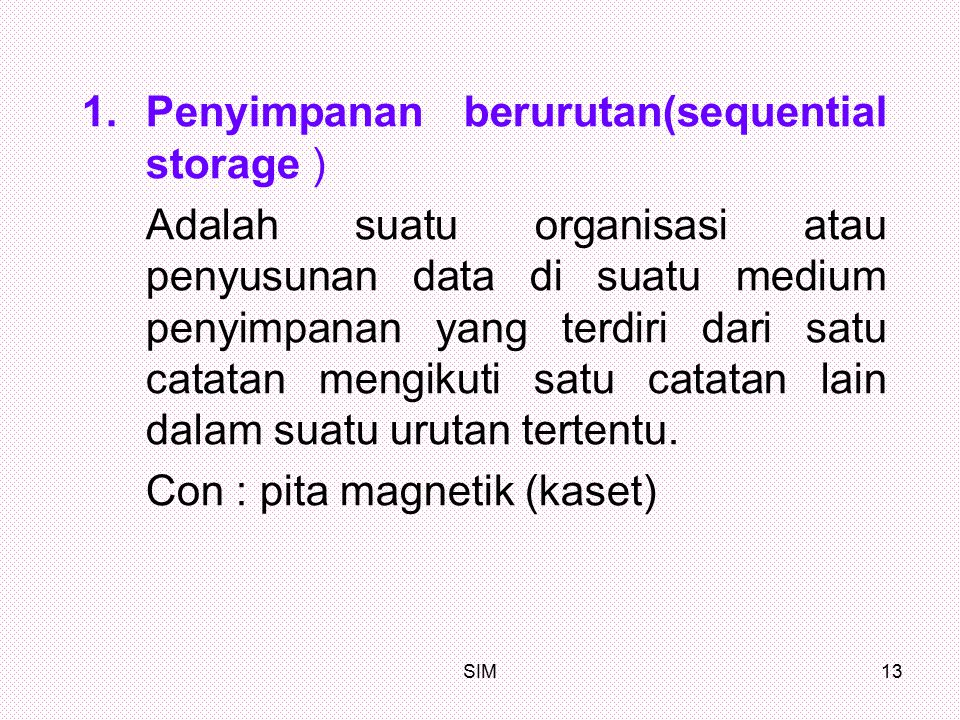 Penyimpanan berurutan(sequential storage )