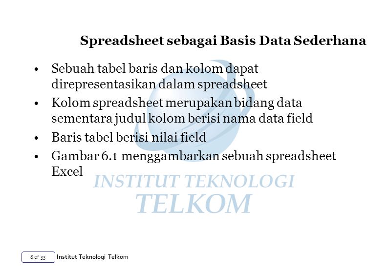 Spreadsheet sebagai Basis Data Sederhana