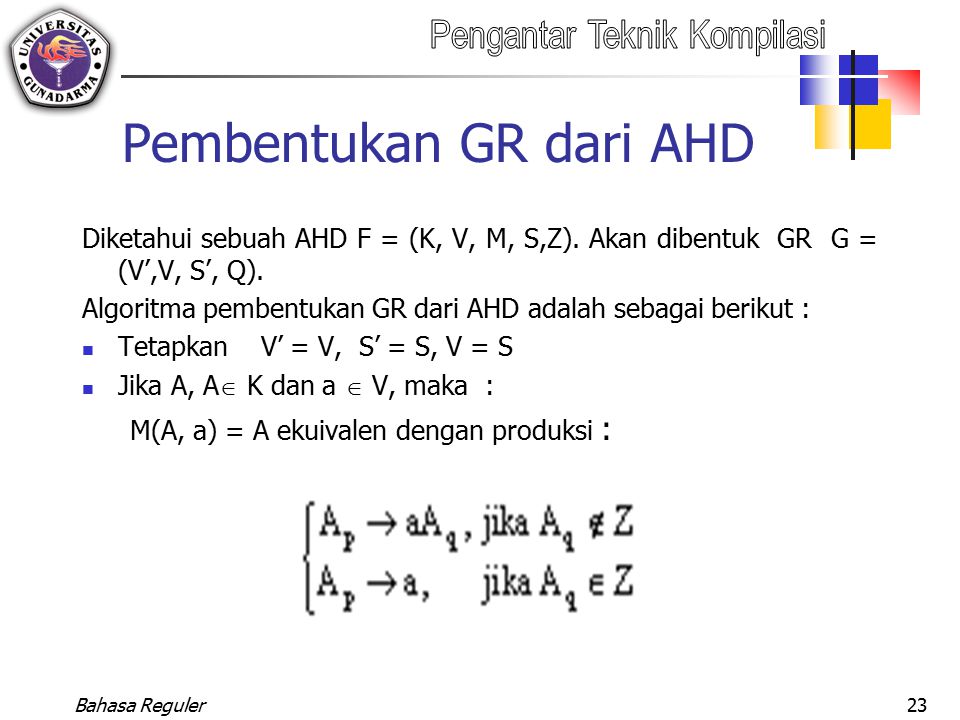 Pembentukan GR dari AHD