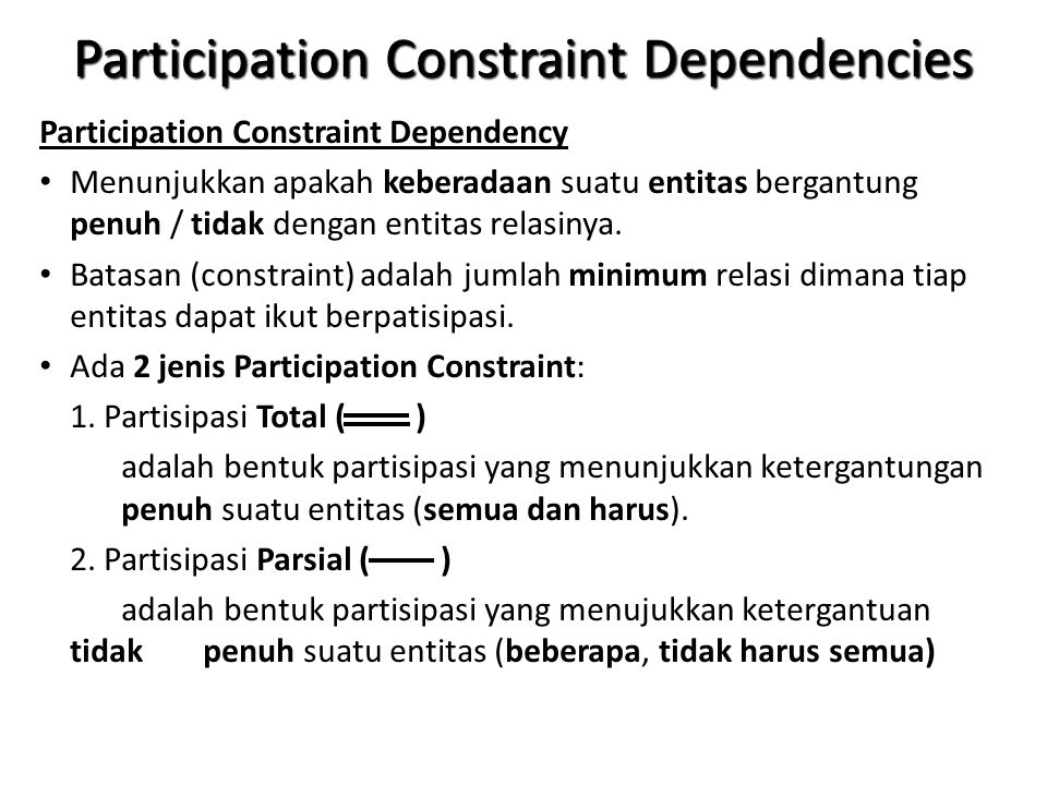 Participation Constraint Dependencies