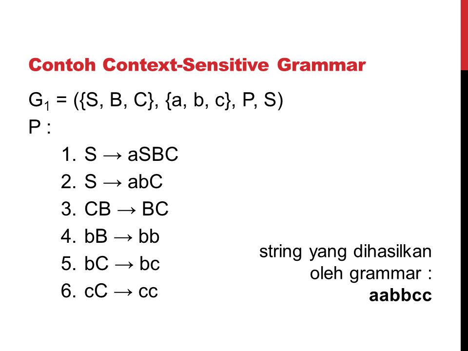 Contoh Context-Sensitive Grammar