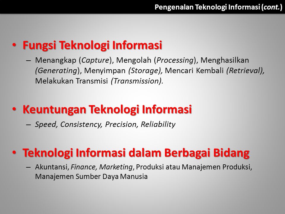 Fungsi Teknologi Informasi