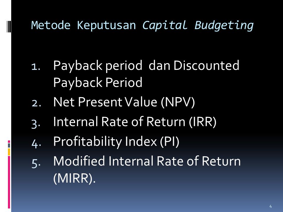 Metode Keputusan Capital Budgeting