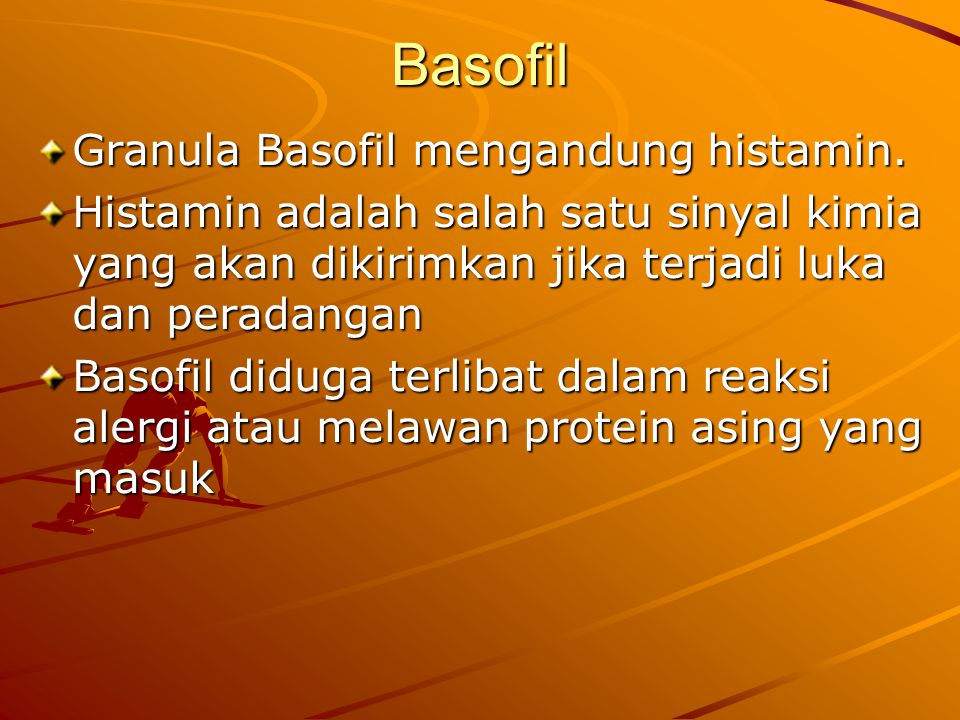 Basofil Granula Basofil mengandung histamin.