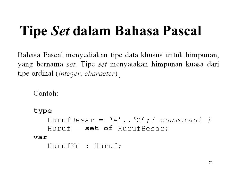 Tipe Set dalam Bahasa Pascal