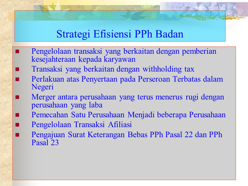 Strategi Efisiensi PPh Badan