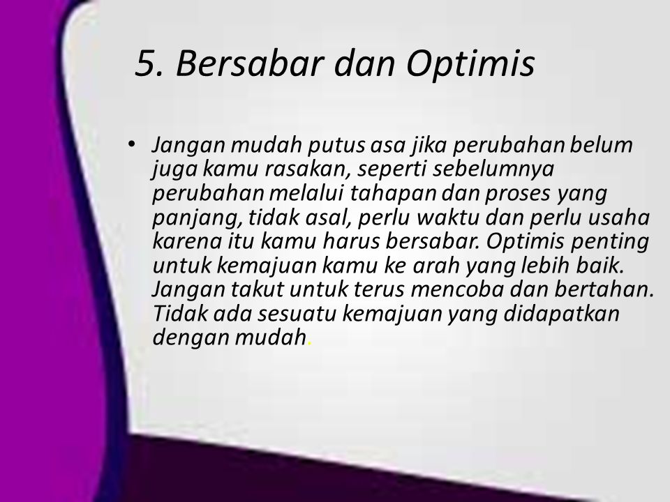 5. Bersabar dan Optimis