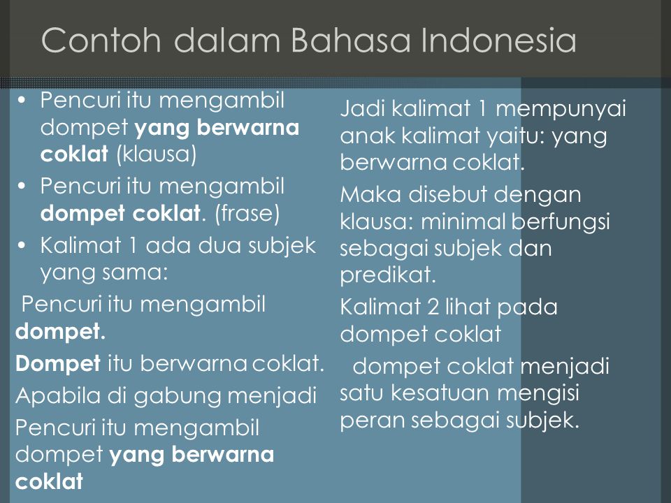 Contoh dalam Bahasa Indonesia