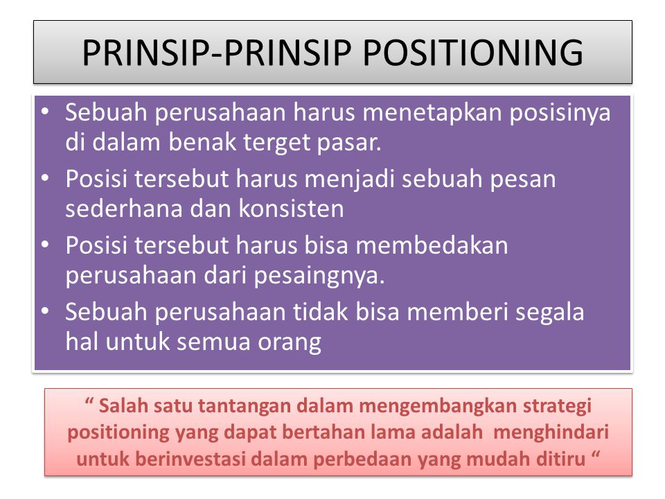 PRINSIP-PRINSIP POSITIONING