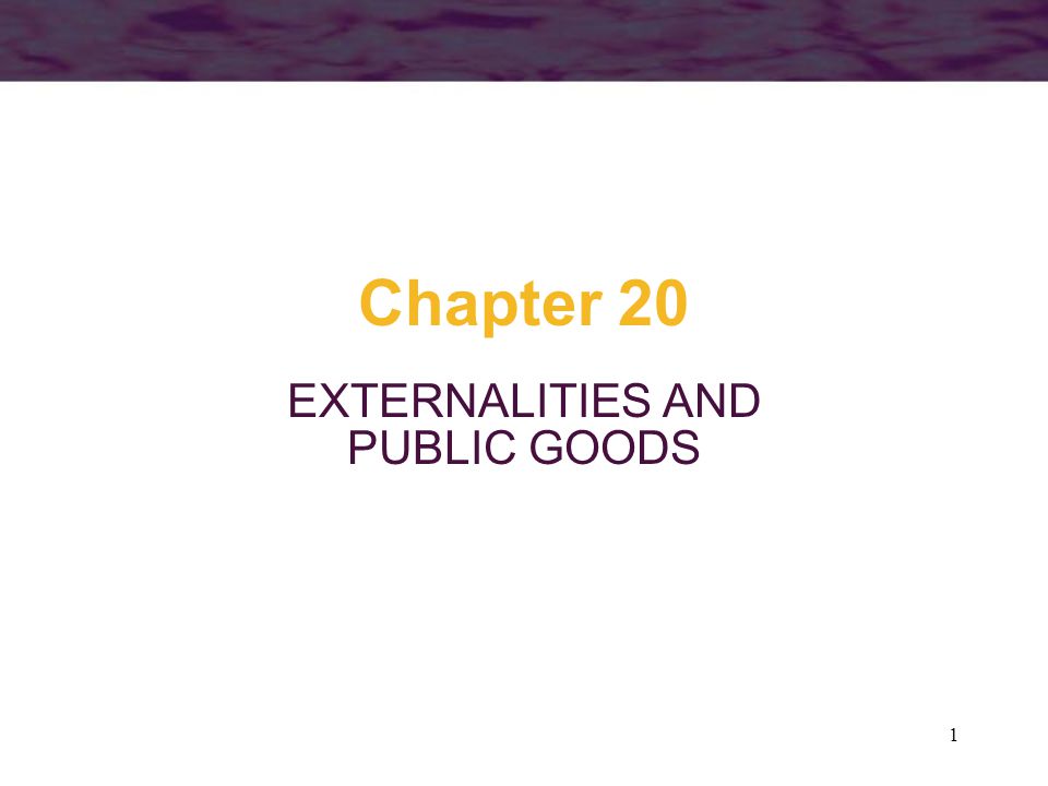 EXTERNALITIES AND PUBLIC GOODS