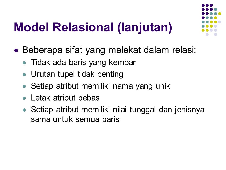 Model Relasional (lanjutan)