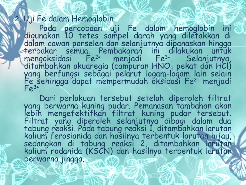 2. Uji Fe dalam Hemoglobin