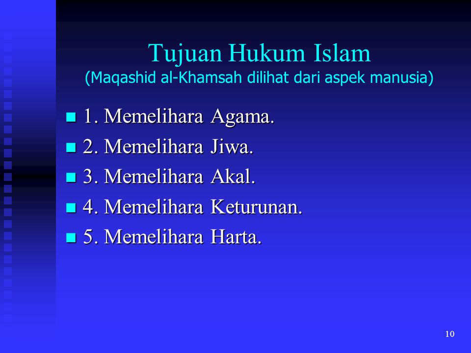 Tujuan Hukum Islam (Maqashid al-Khamsah dilihat dari aspek manusia)