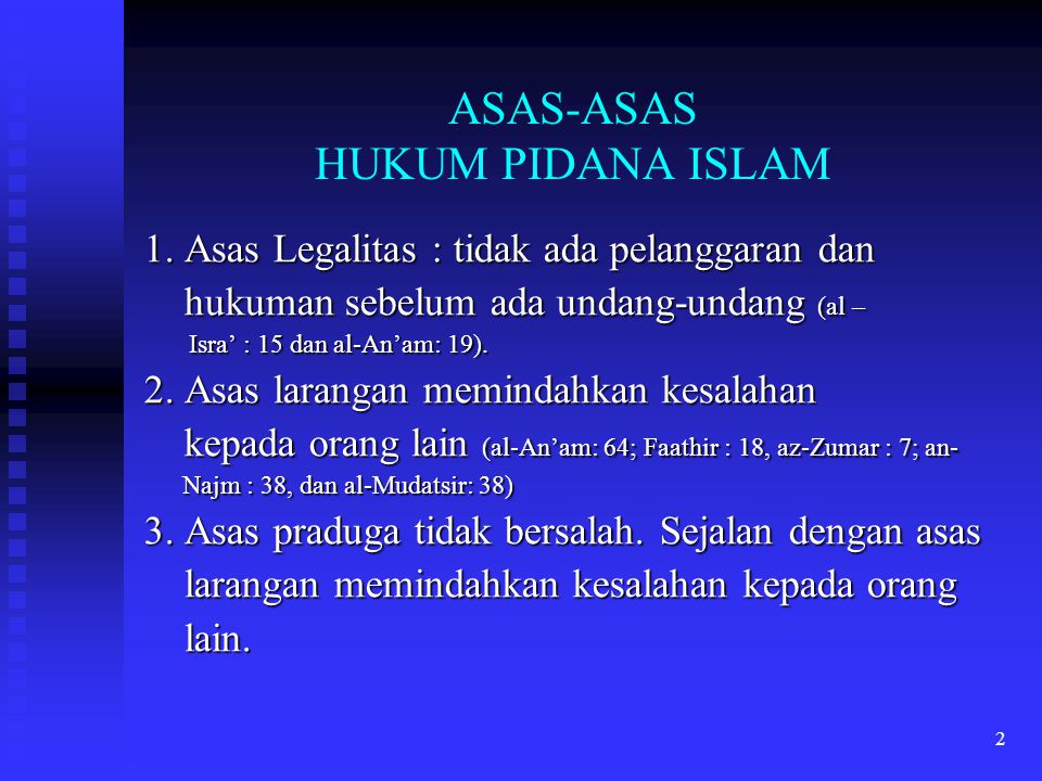 ASAS-ASAS HUKUM PIDANA ISLAM