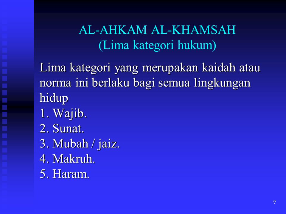 AL-AHKAM AL-KHAMSAH (Lima kategori hukum)