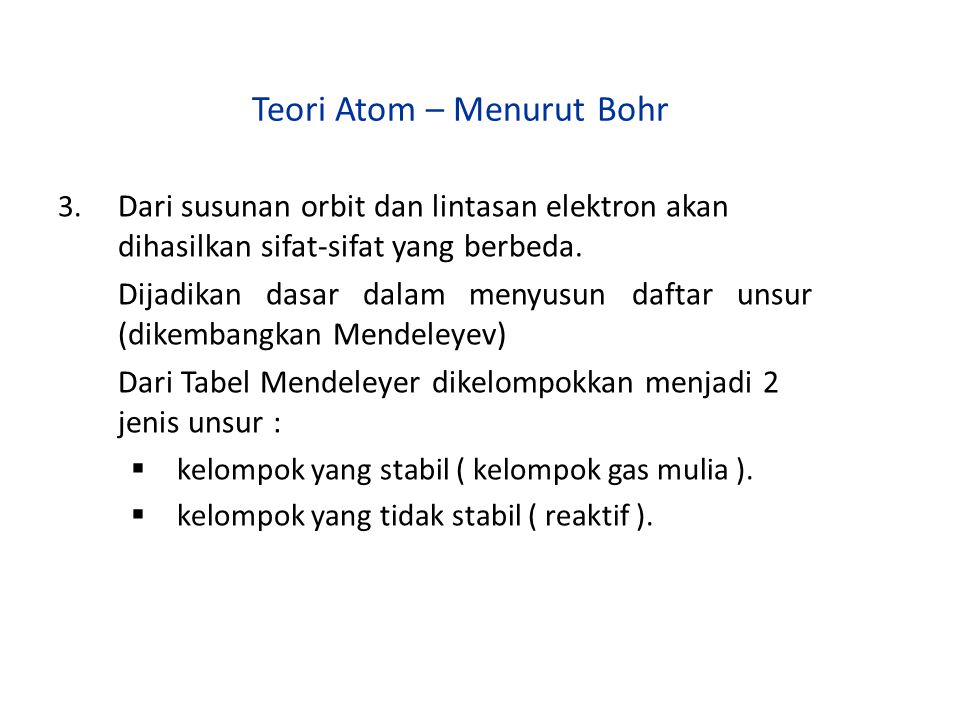 Teori Atom – Menurut Bohr