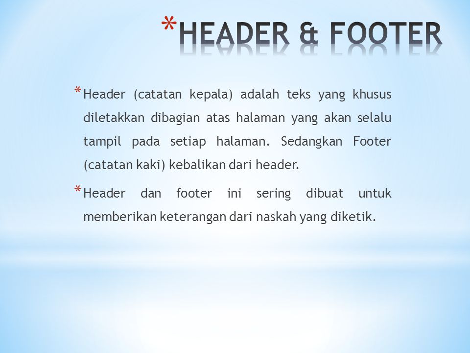HEADER & FOOTER