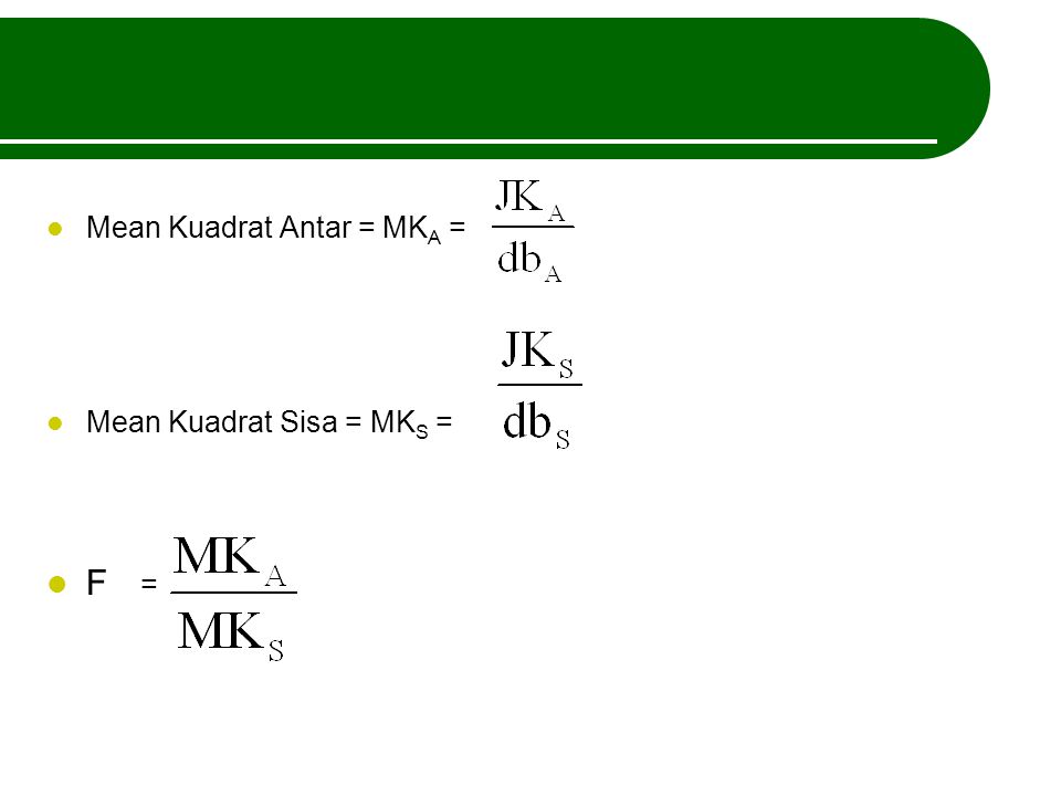Mean Kuadrat Antar = MKA =