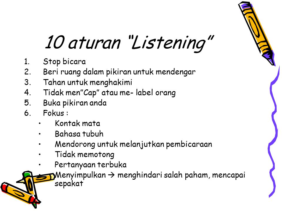 10 aturan Listening Stop bicara