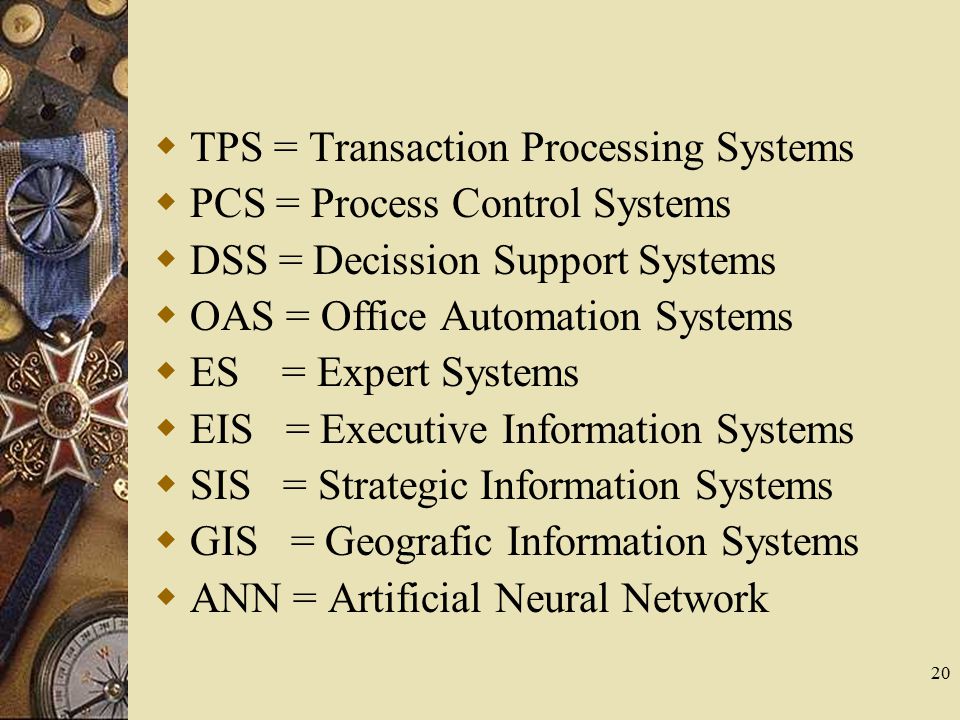 TPS = Transaction Processing Systems