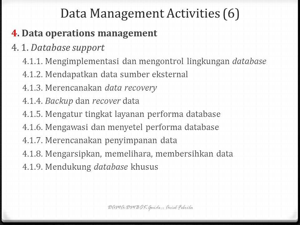 Management activities