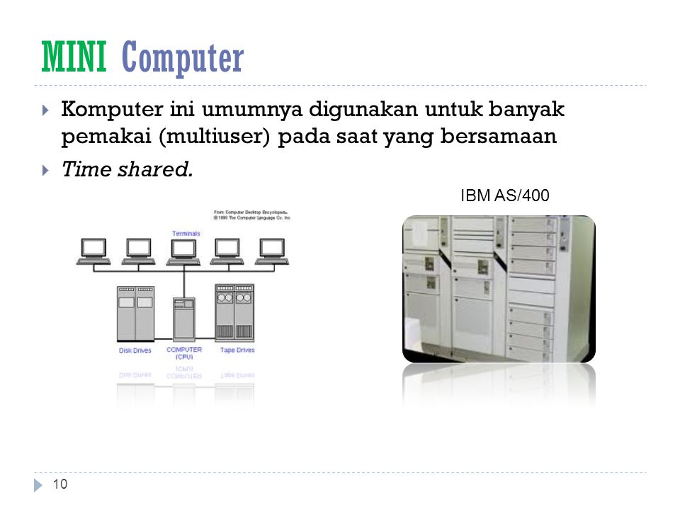 MINI Computer Komputer ini umumnya digunakan untuk banyak pemakai (multiuser) pada saat yang bersamaan.
