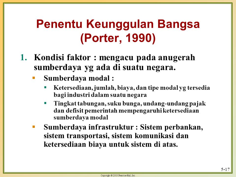 Penentu Keunggulan Bangsa (Porter, 1990)
