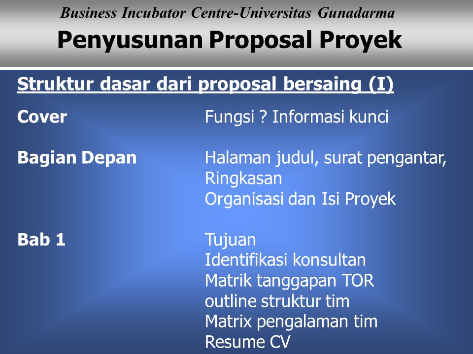 Struktur dasar dari proposal bersaing (I)