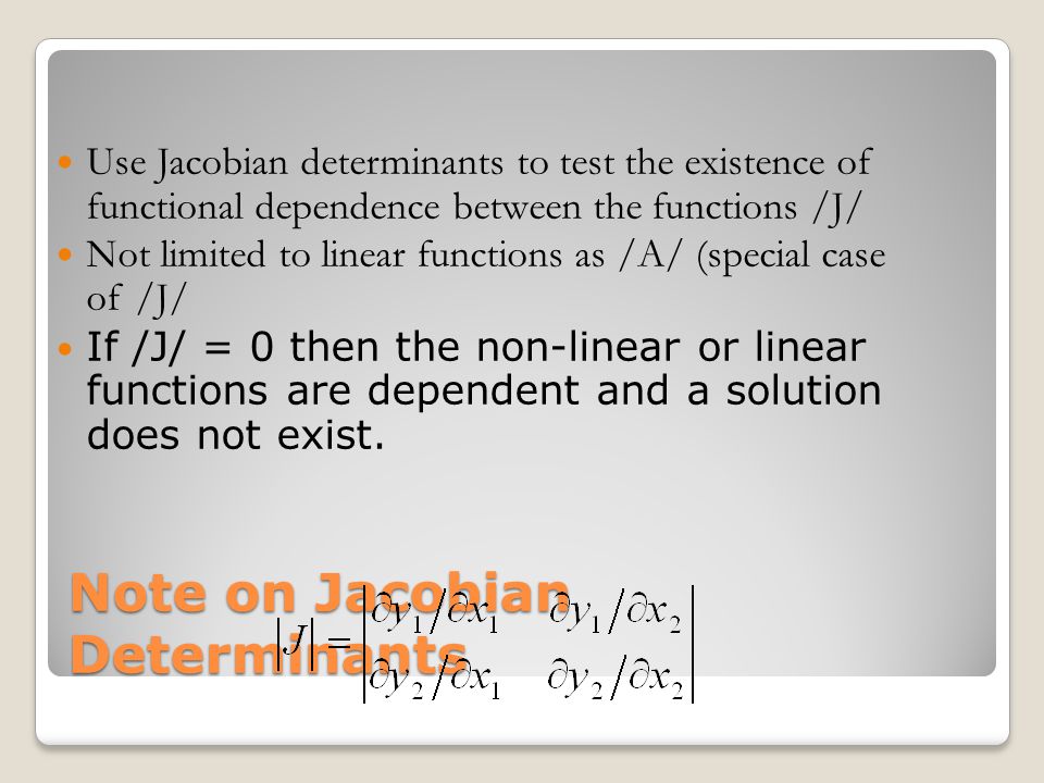 Note on Jacobian Determinants