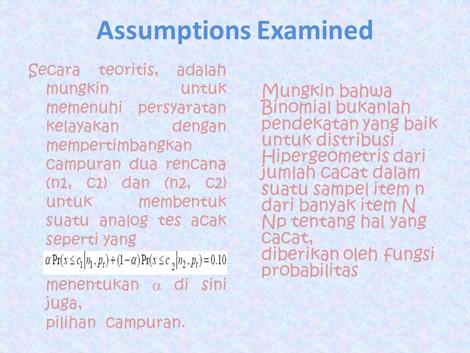Assumptions Examined