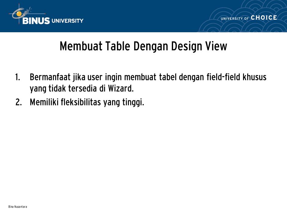 Membuat Table Dengan Design View
